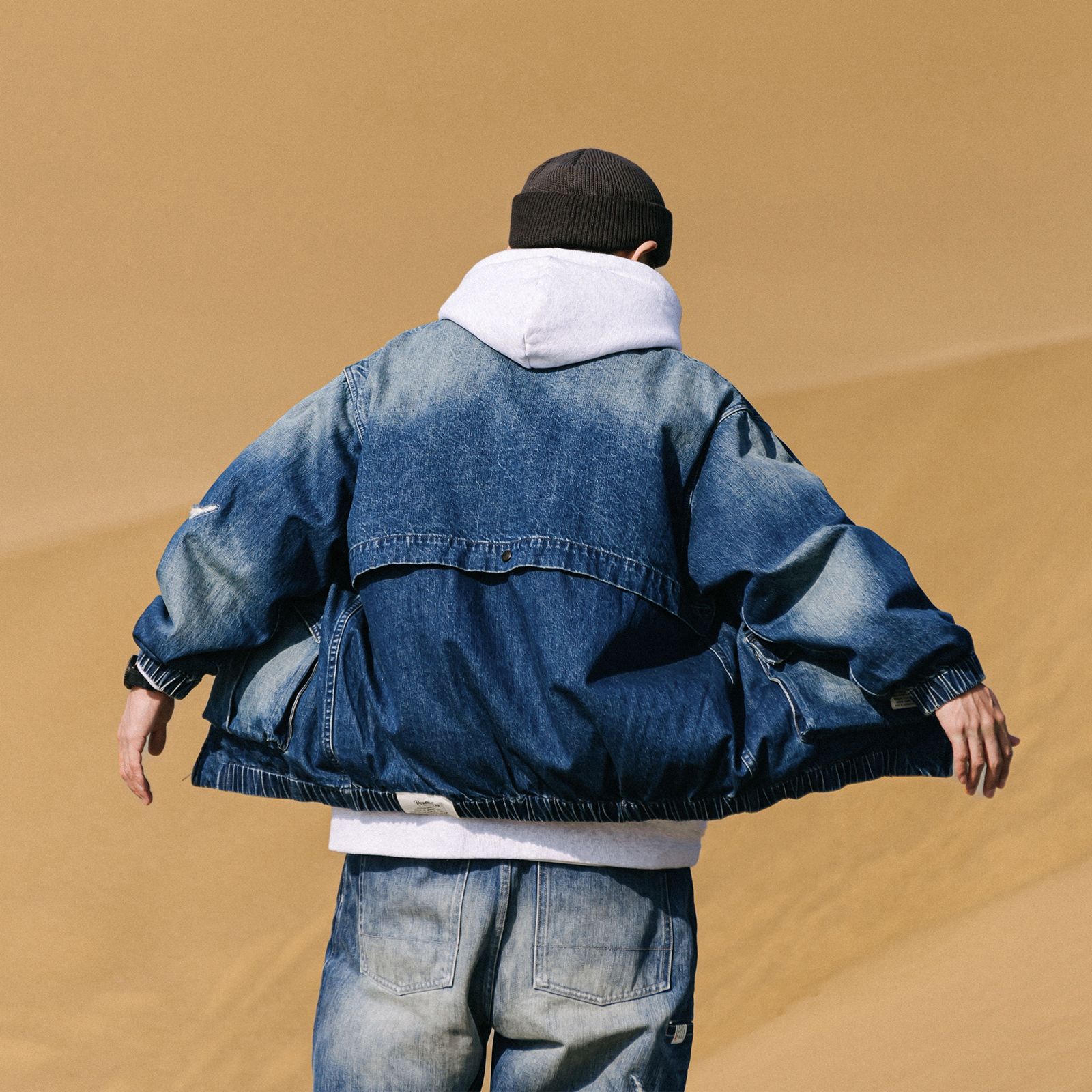 【ラスト1点 XL 】distressed denim harrington jacket / ウォッシュドブルー