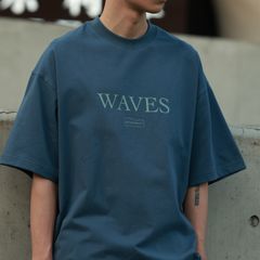 【ラスト1点 L】"waves" sorona print tee / ブルー