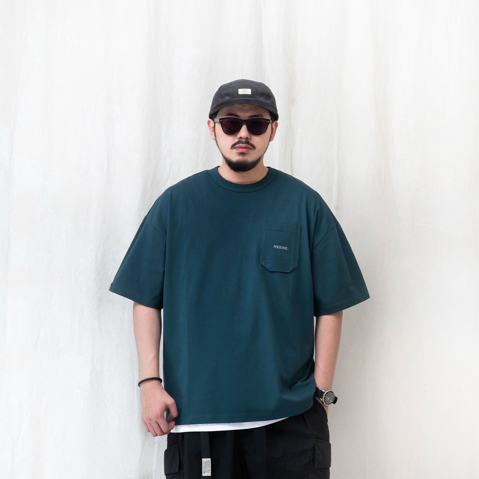 【ラスト1点 XL 】cooling hexagonal pocket classic t-shirt / ダークブルーグリーン
