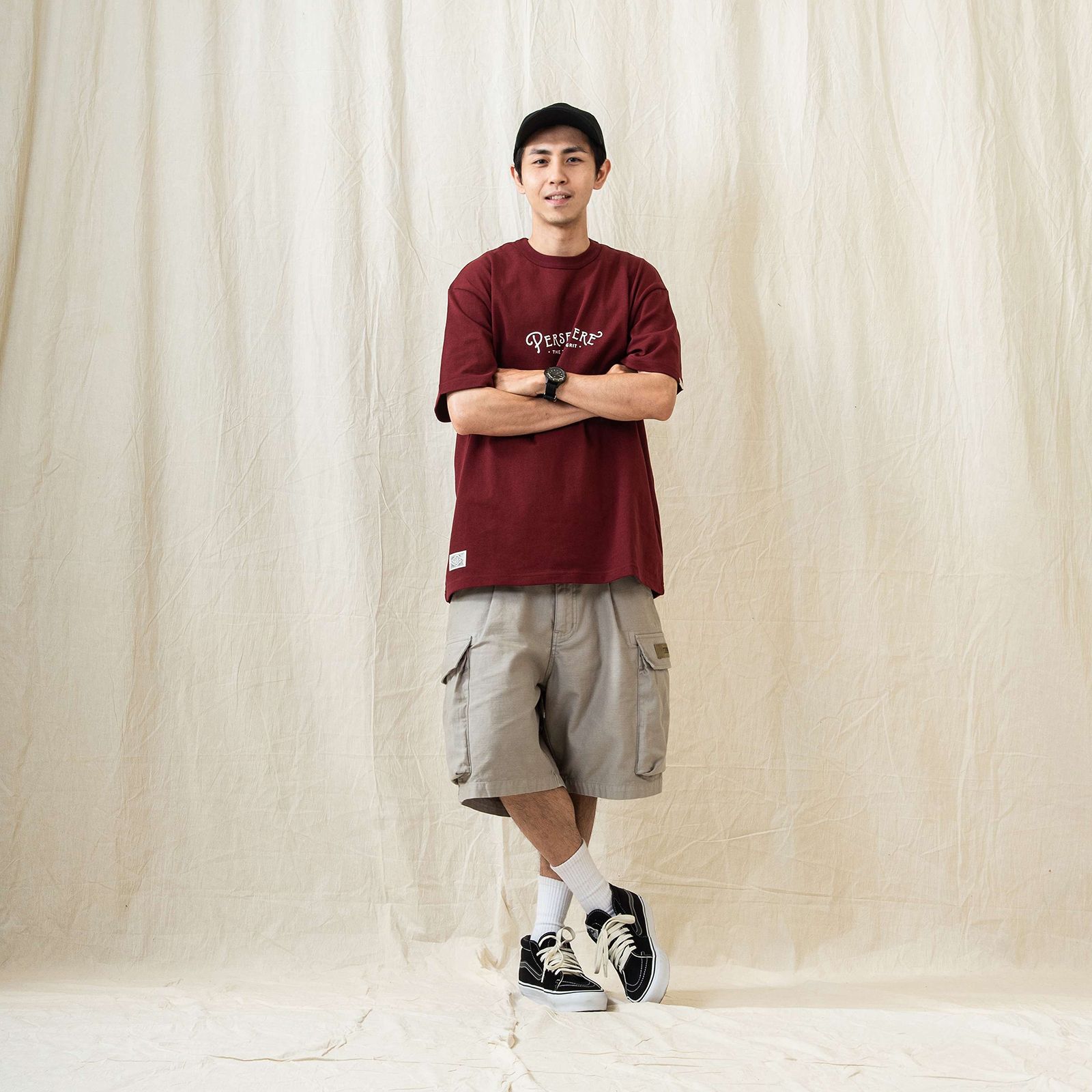 handwritten logotype t-shirt / クラレット
