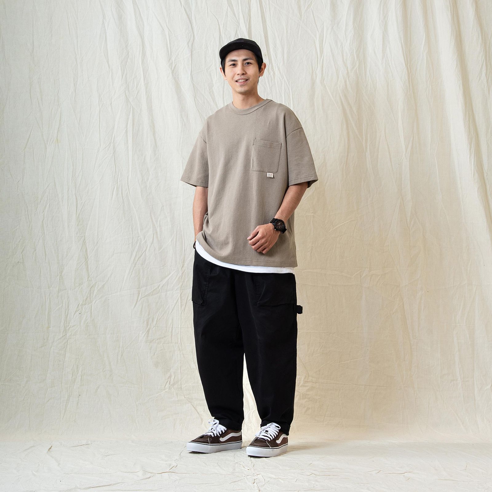 【ラスト1点 L】persevere wide pocket t-shirt / ベージュ