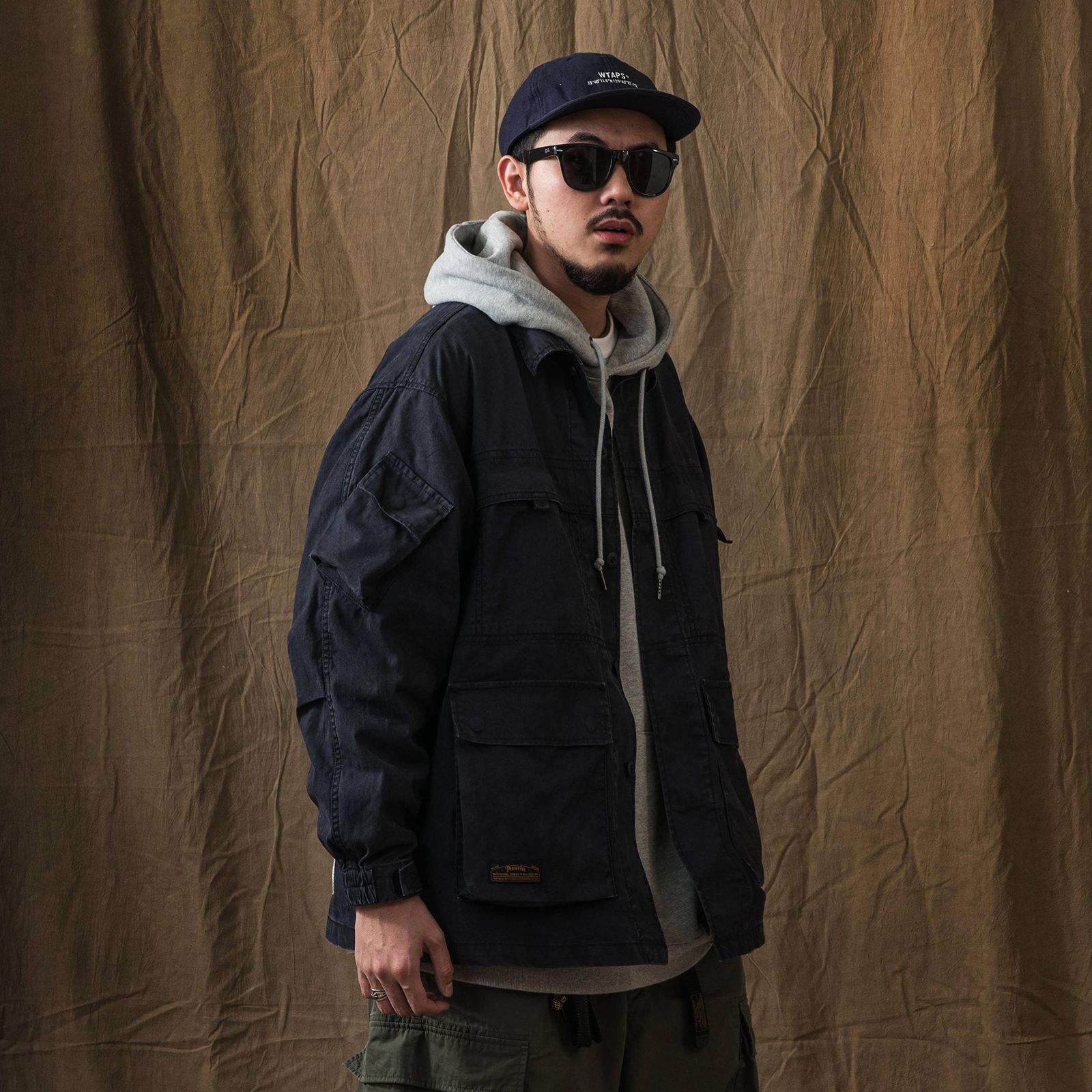 【ラスト1点 M 】stonewashed multi-pocket field jacket / ダークブルー