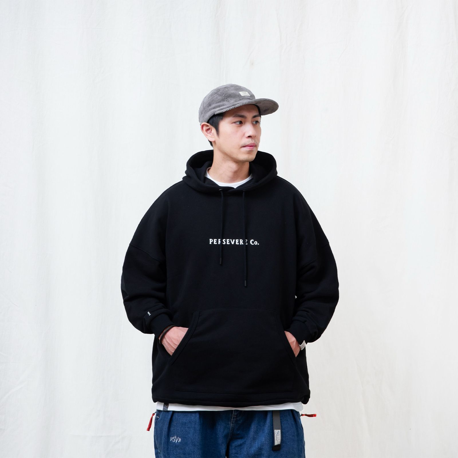 【ラスト1点 M 】brand logo classic washed hoodie / ブラック