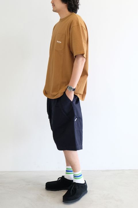Persevere のポケTEEとハーフパンツの着こなし
