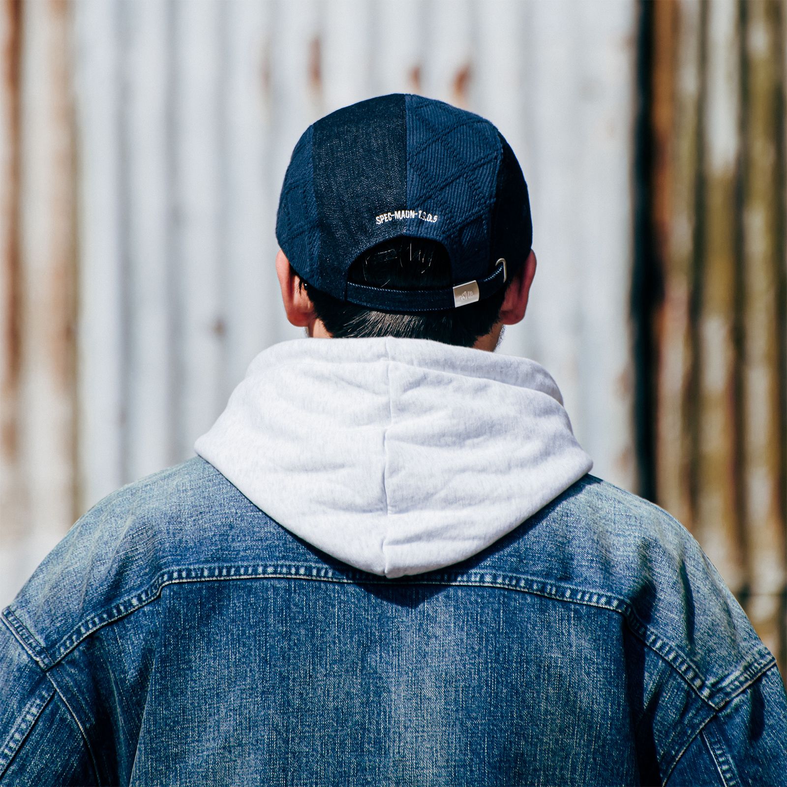 【ラスト1点】spliced 5-panel denim cap / ブルー