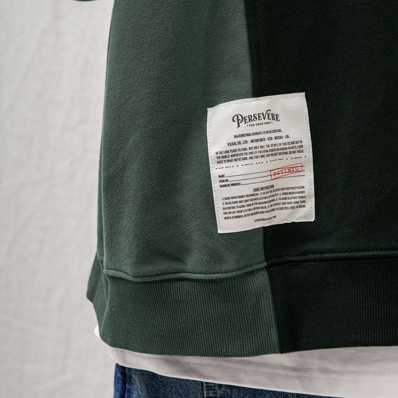 two-tone spliced sweatshirt / ライトグリーン×ダークグリーン