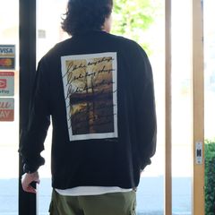 [ラスト1点 XL]【グッドネイバーズシャツ×酒井貴生】バックプリント ビックシルエットロングスリーブTシャツ / big silhouette L/S Tee / ブラック
