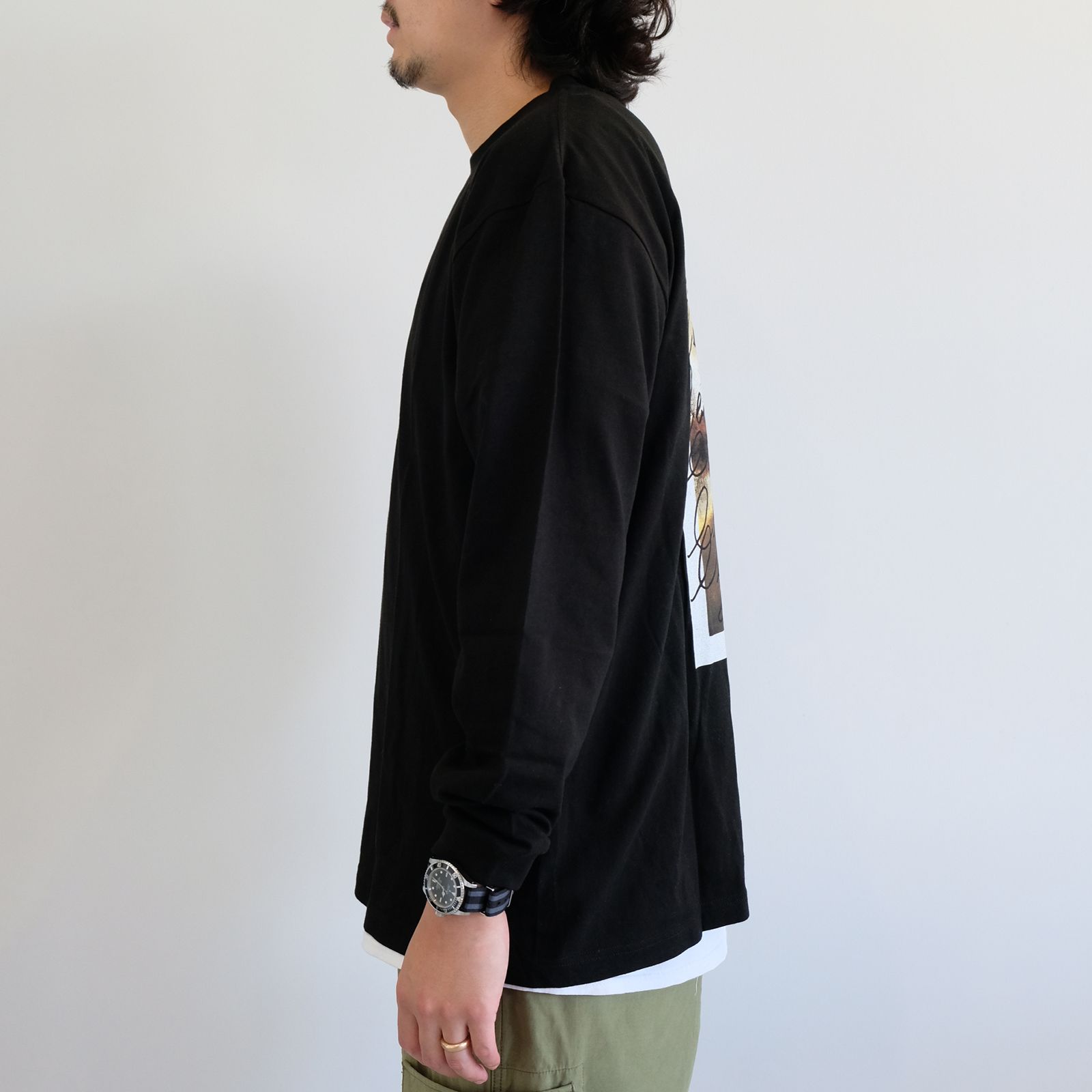 [ラスト1点 XL]【グッドネイバーズシャツ×酒井貴生】バックプリント ビックシルエットロングスリーブTシャツ / big silhouette L/S Tee / ブラック