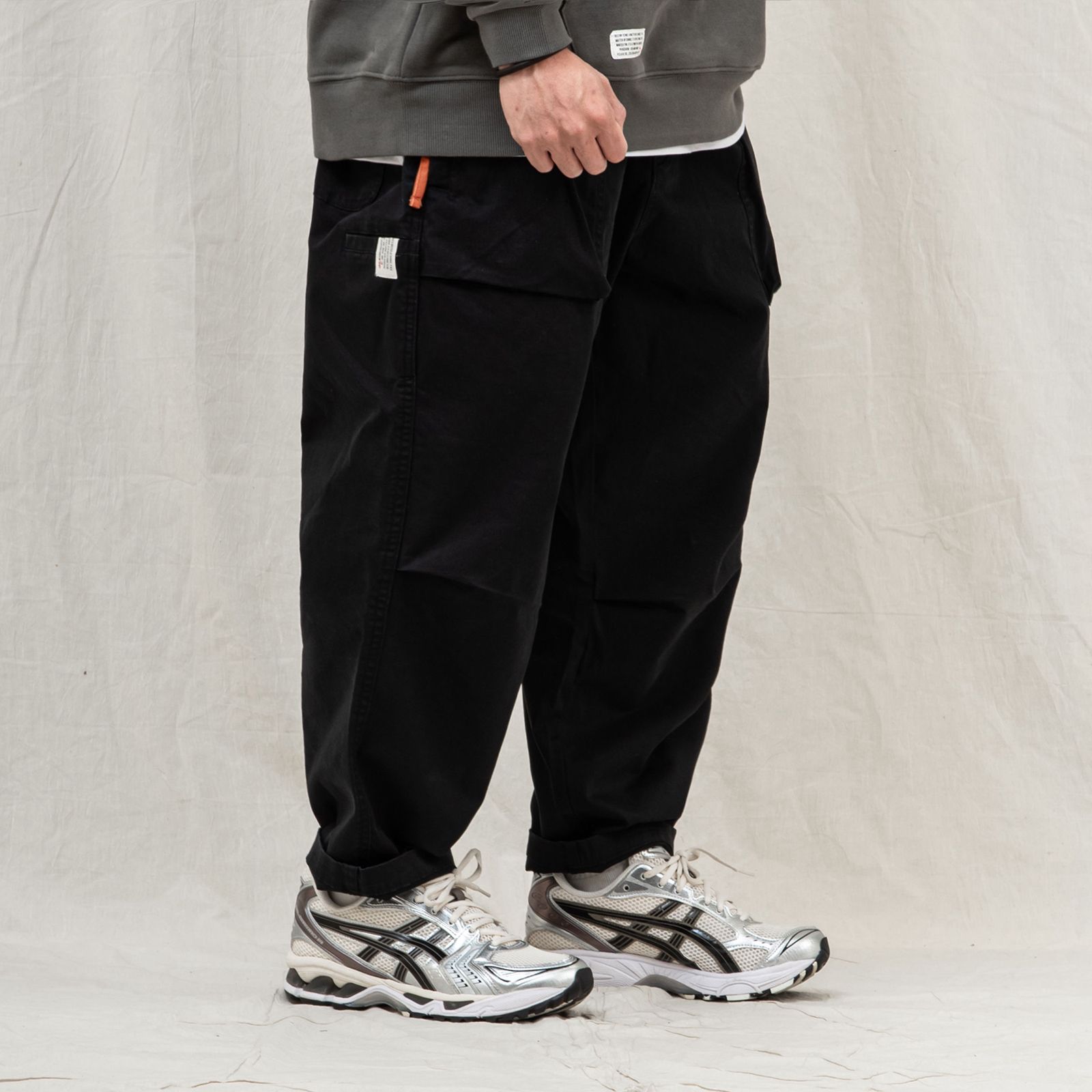 【ラスト1点 XL 】heavy enzume washed tapered pants / ブラック