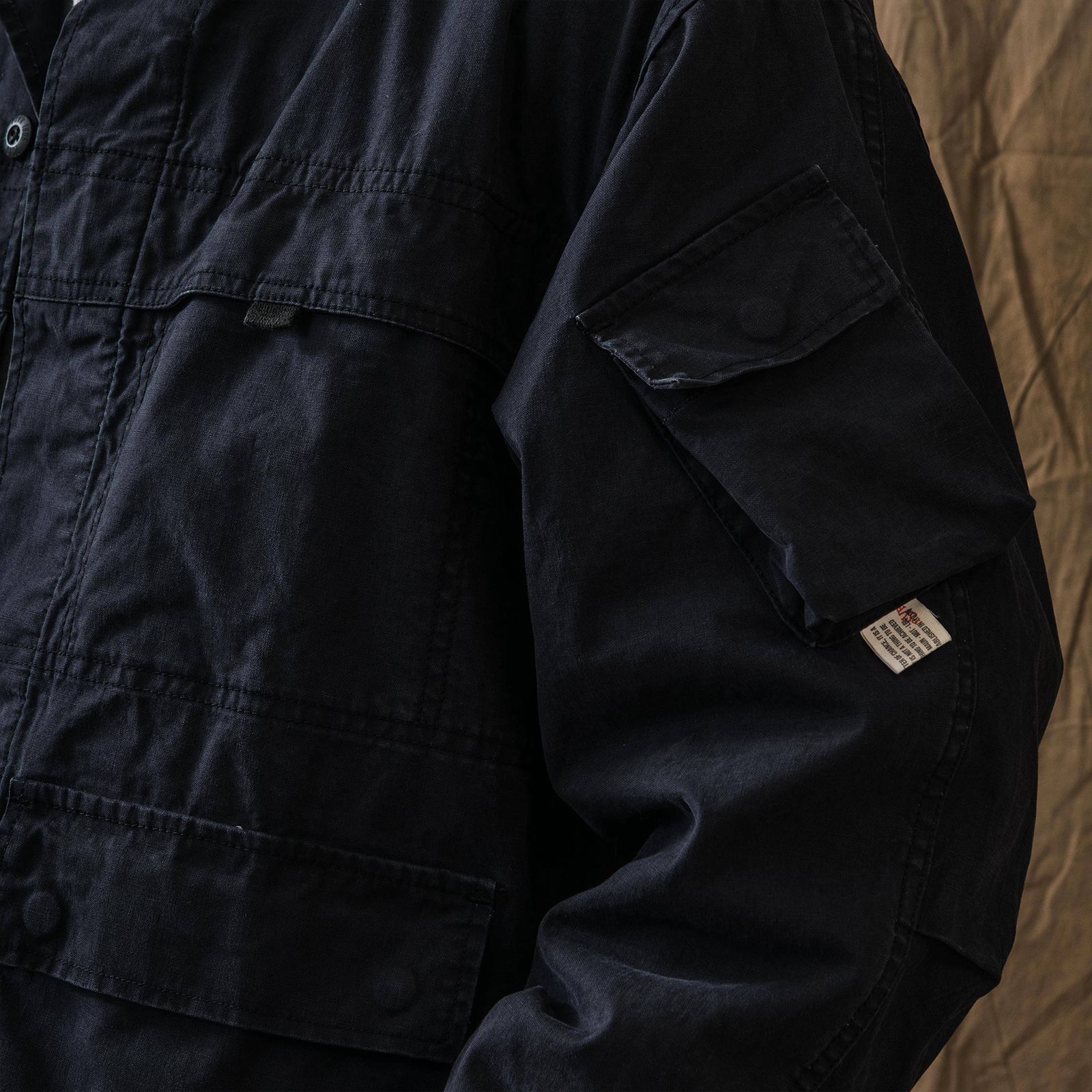 【ラスト1点 M 】stonewashed multi-pocket field jacket / ダークブルー