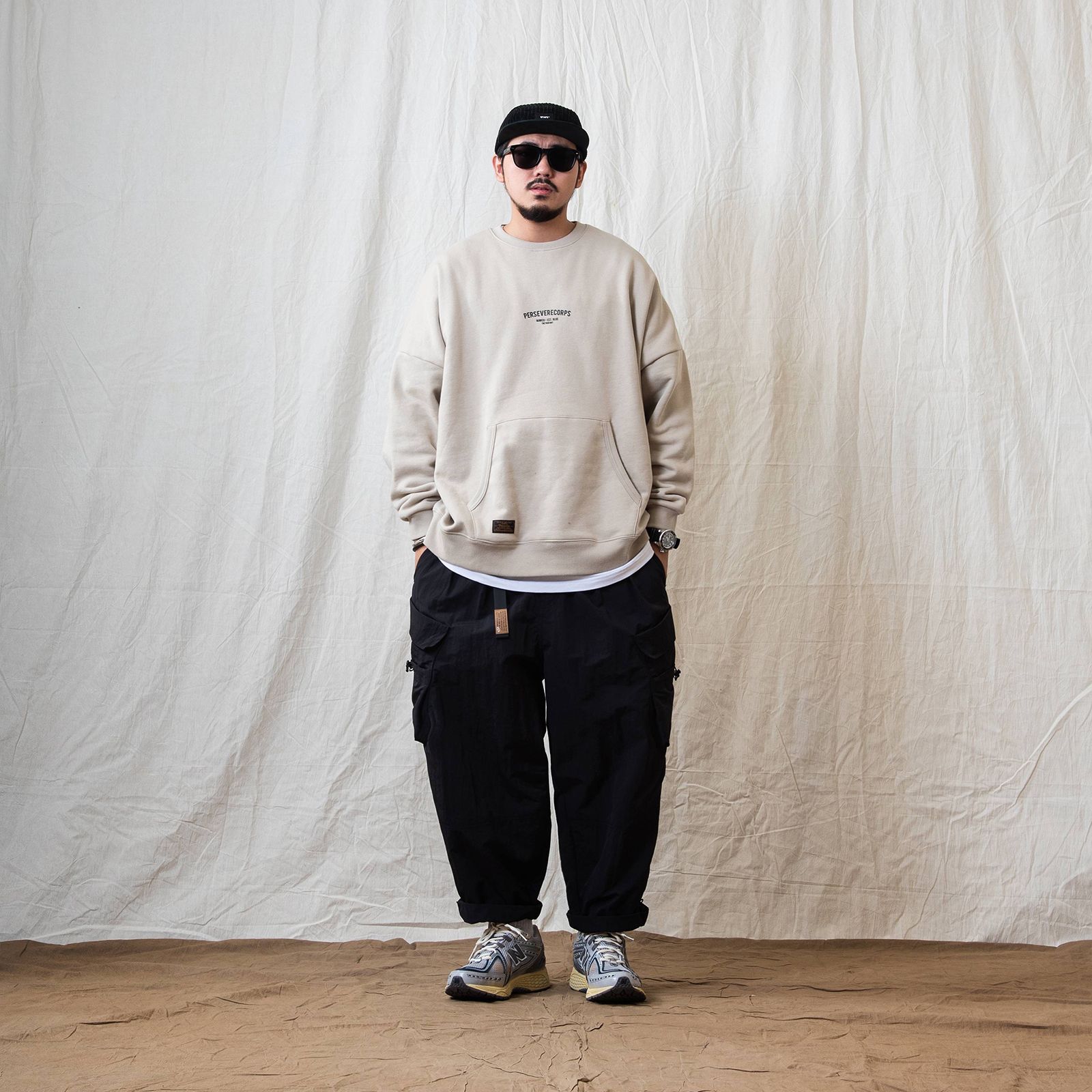 【ラスト1点 L 】persevere irsa. classic washed sweatshirt / ベージュ
