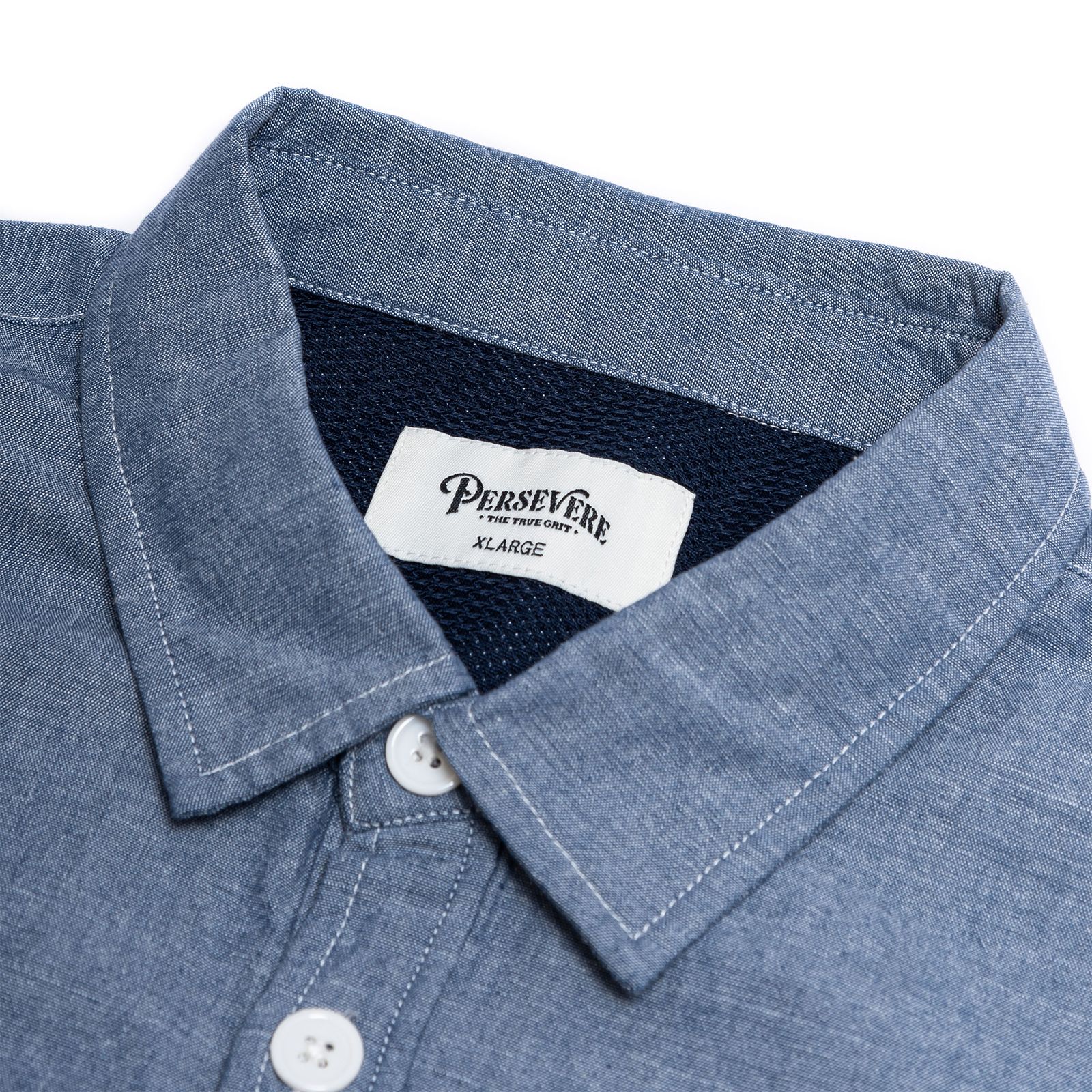 【ラスト1点 L 】brand logo long-sleeve oversized chanbray shirt / ライトブルー