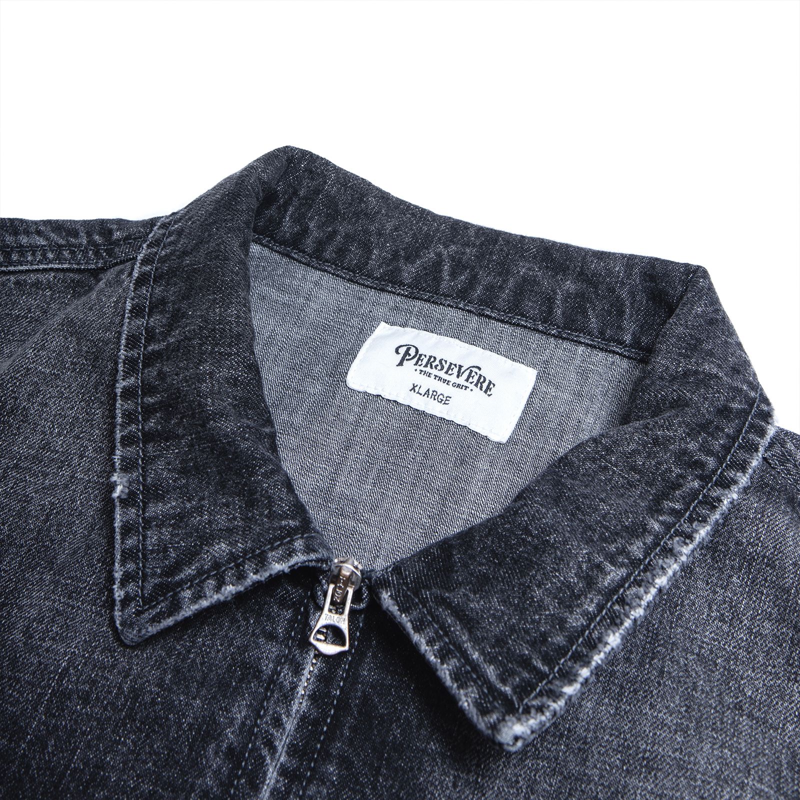 【ラスト1点 XL】distressed denim harrington jacket / ウォッシュドブラック