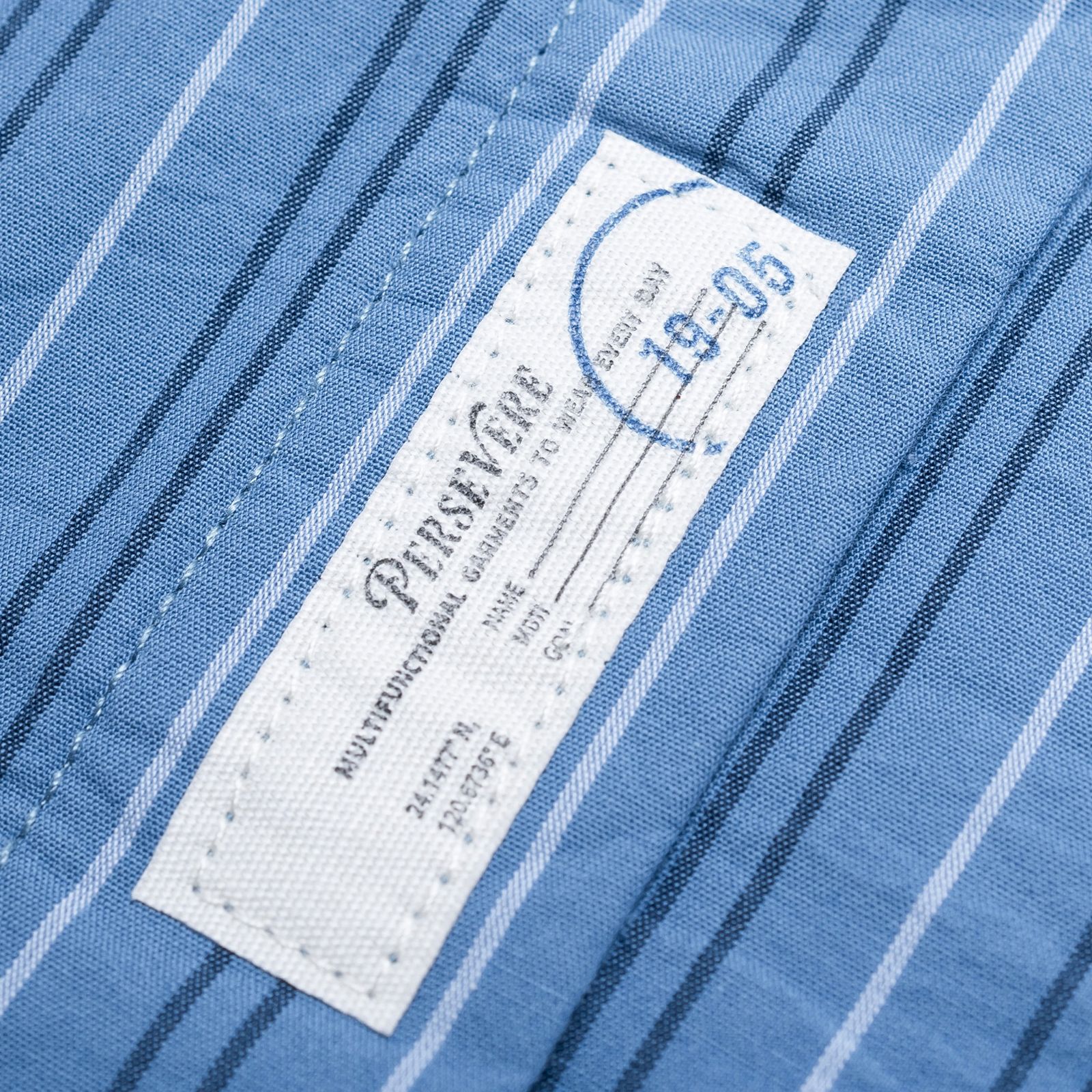 brand logo loose-fit shirt / ブルー&ホワイトストライプ