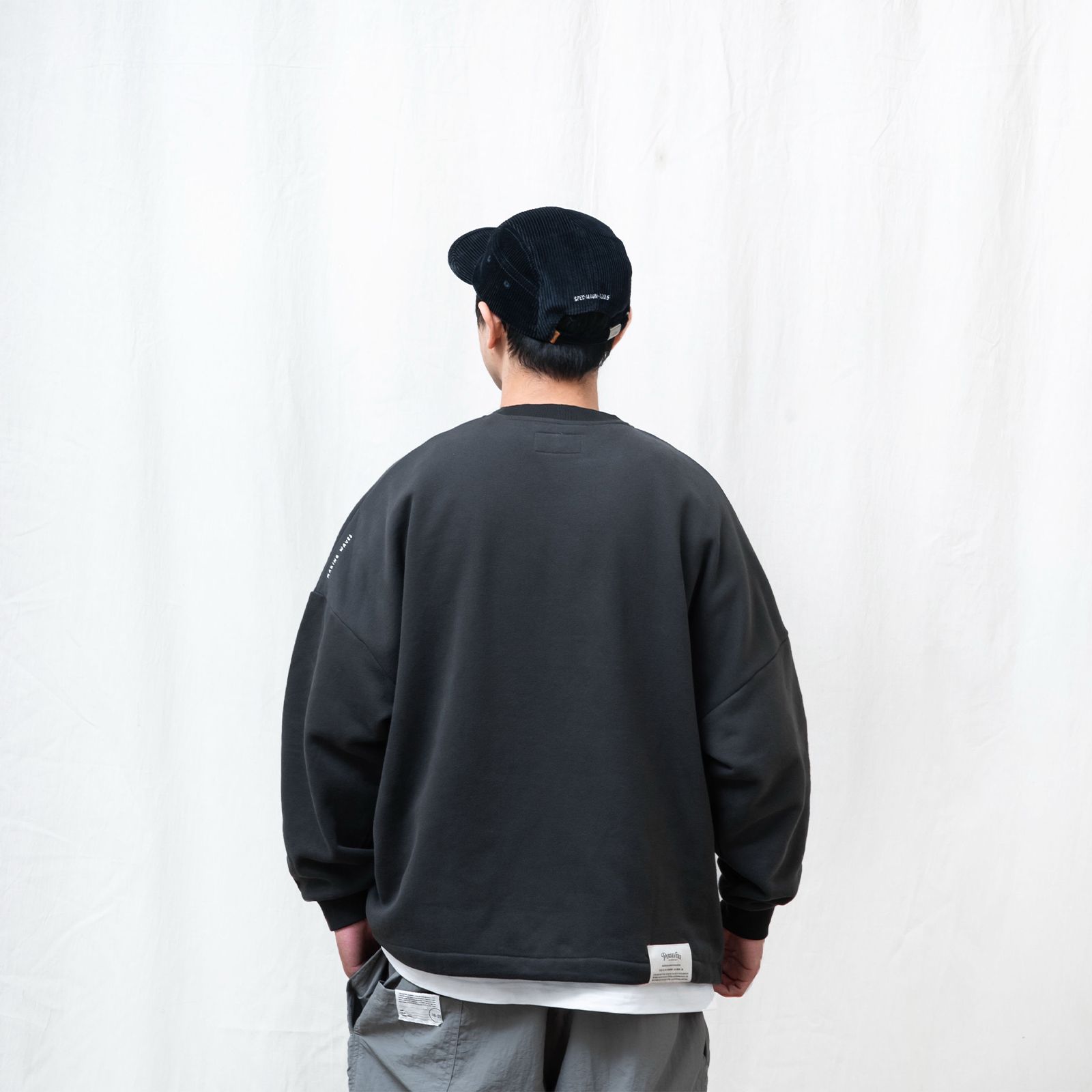 【ラスト1点 XL】brand logo classic washed sweatshirt / チャコールブラック