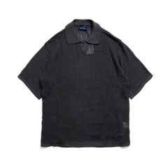 【ラスト1点 3 】Mesh Knitted Polo shirt / ディープグレー