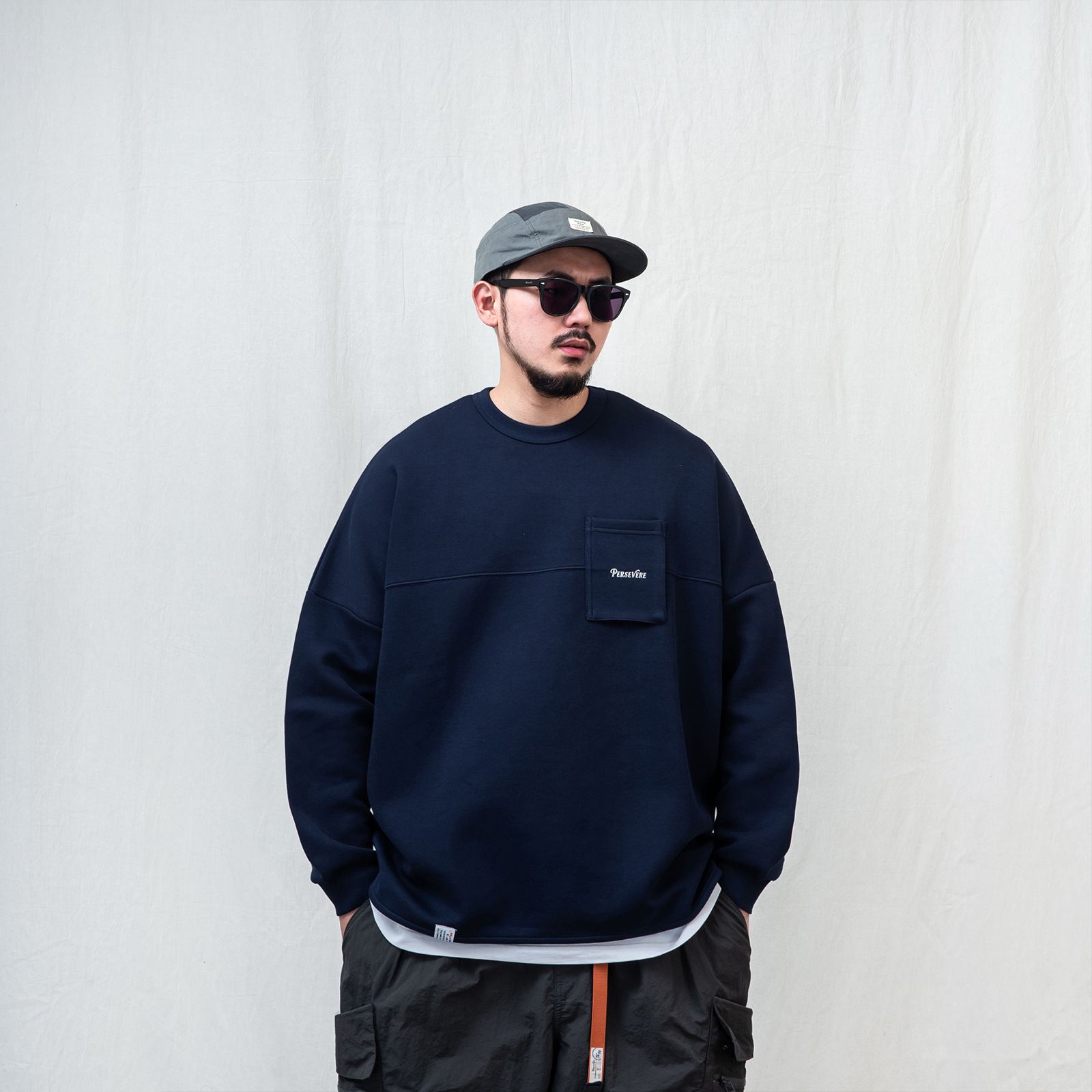 【ラスト1点 M】anti-wrinkle L/S classic pocket t-shirt / ネイビー