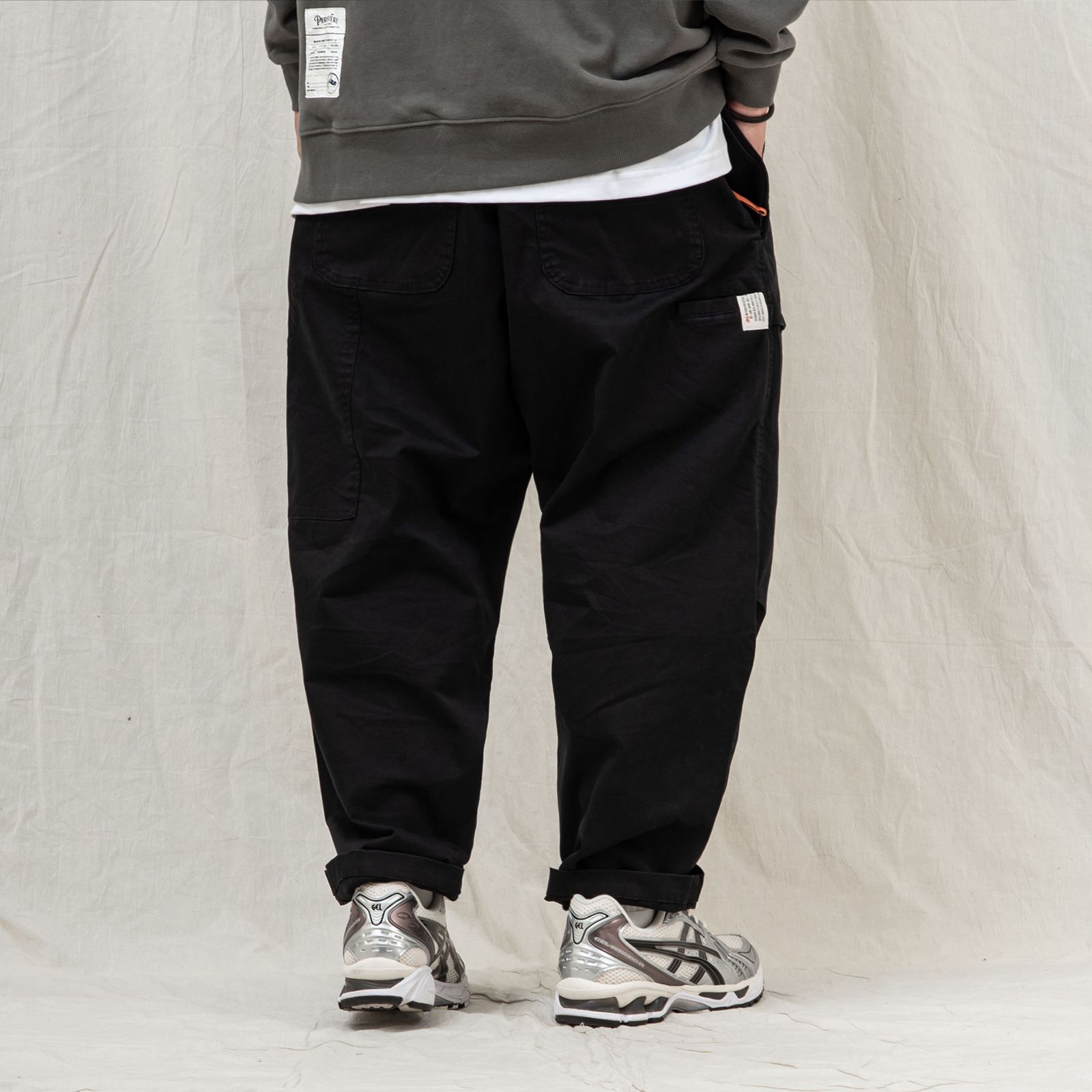 【ラスト1点 XL 】heavy enzume washed tapered pants / ブラック