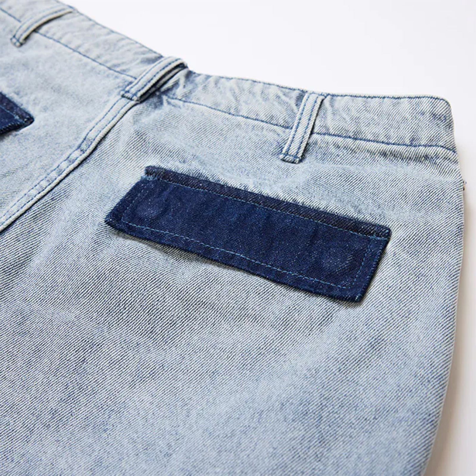 WASHED DENIM CARGO SHORTS / ライトブルー