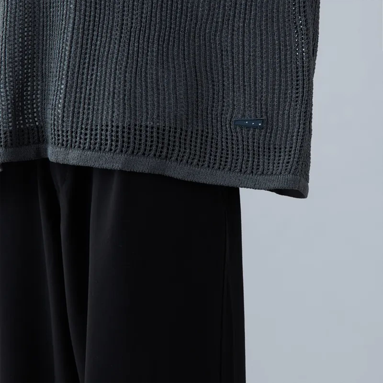 【ラスト1点 3 】Mesh Knitted Polo shirt / ディープグレー