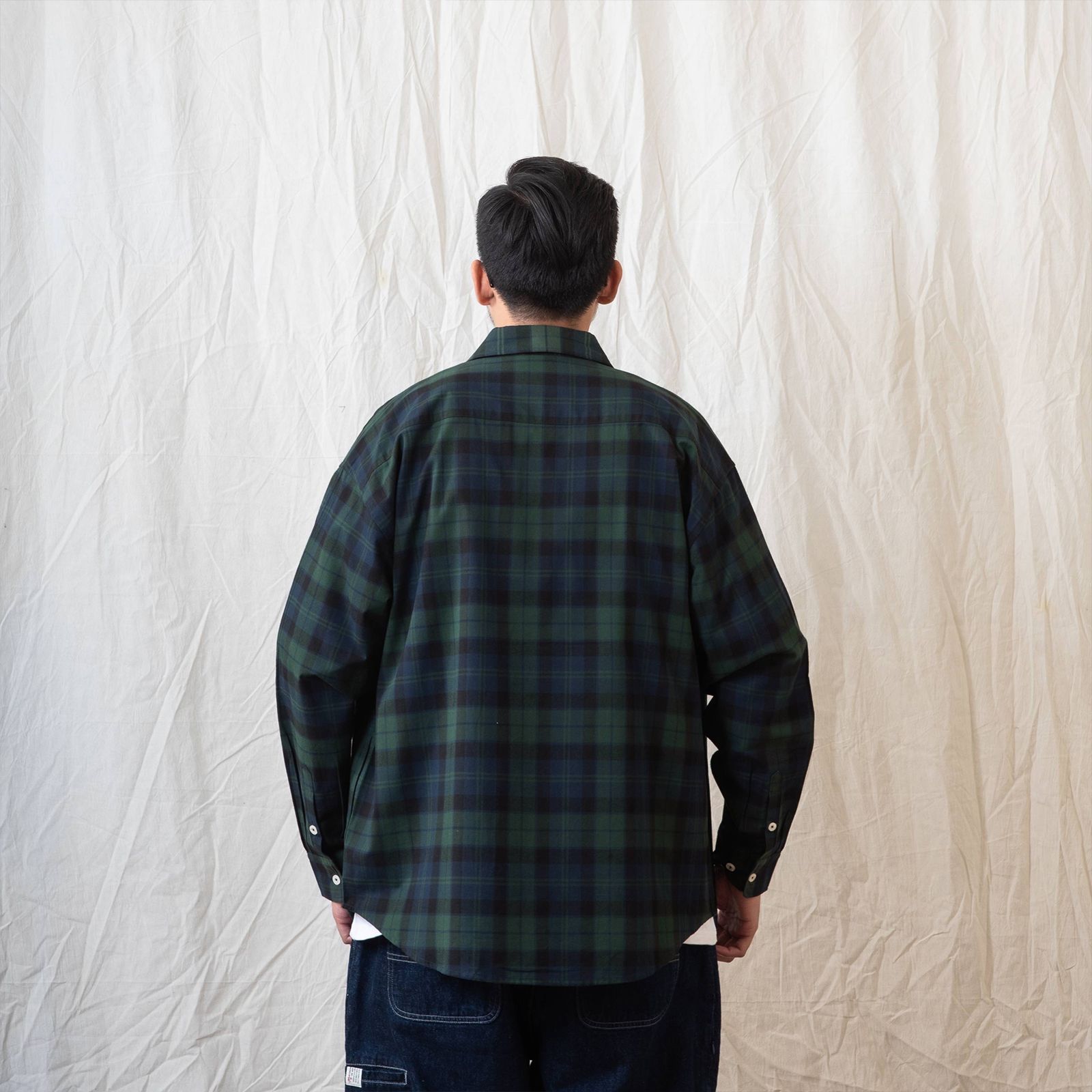 [ラスト1点 M ] persevere long sleeve check shirts / グリーン×ブルー