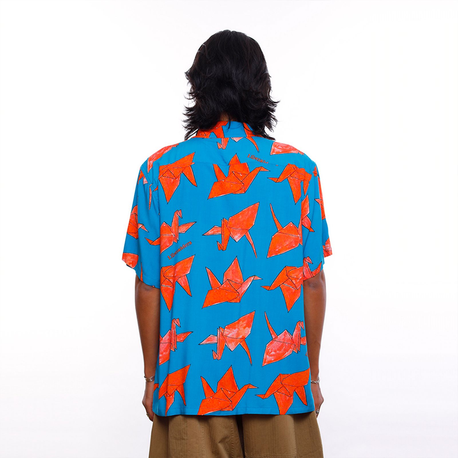 【ラスト1点 S】origami rayon shirt / ブルー