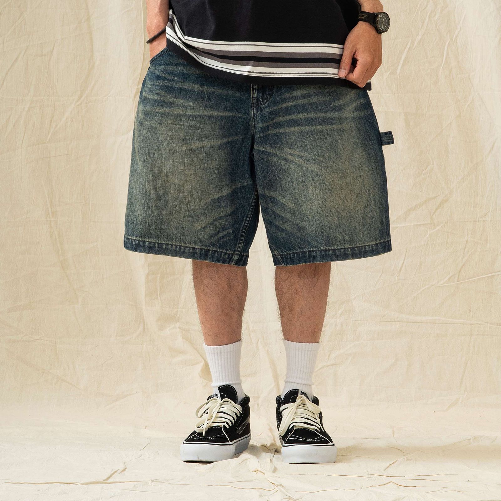 【ラスト1点 XL 】hige denim shorts / ブルー