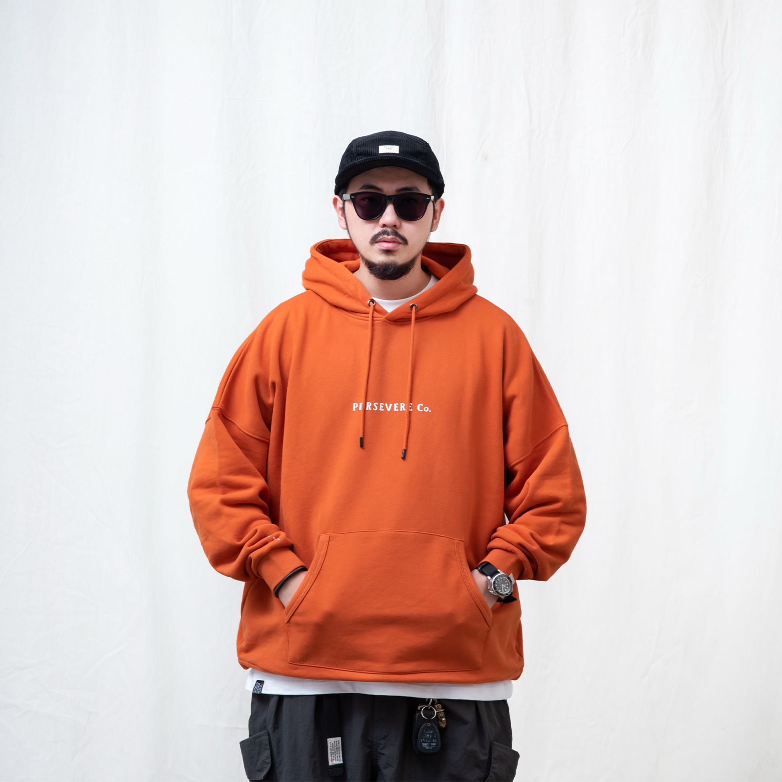 Classic Brumbies Hoodie ネイビー/オレンジ　サイズM Persevere - 【ラスト1点 M】brand logo classic washed hoodie