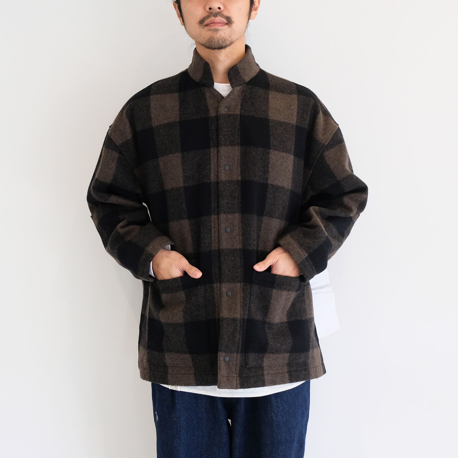 [ラスト1点]【グッドネイバーズシャツ×YARD WORKS】jasper wool yard shirt jacket / カーキチェック