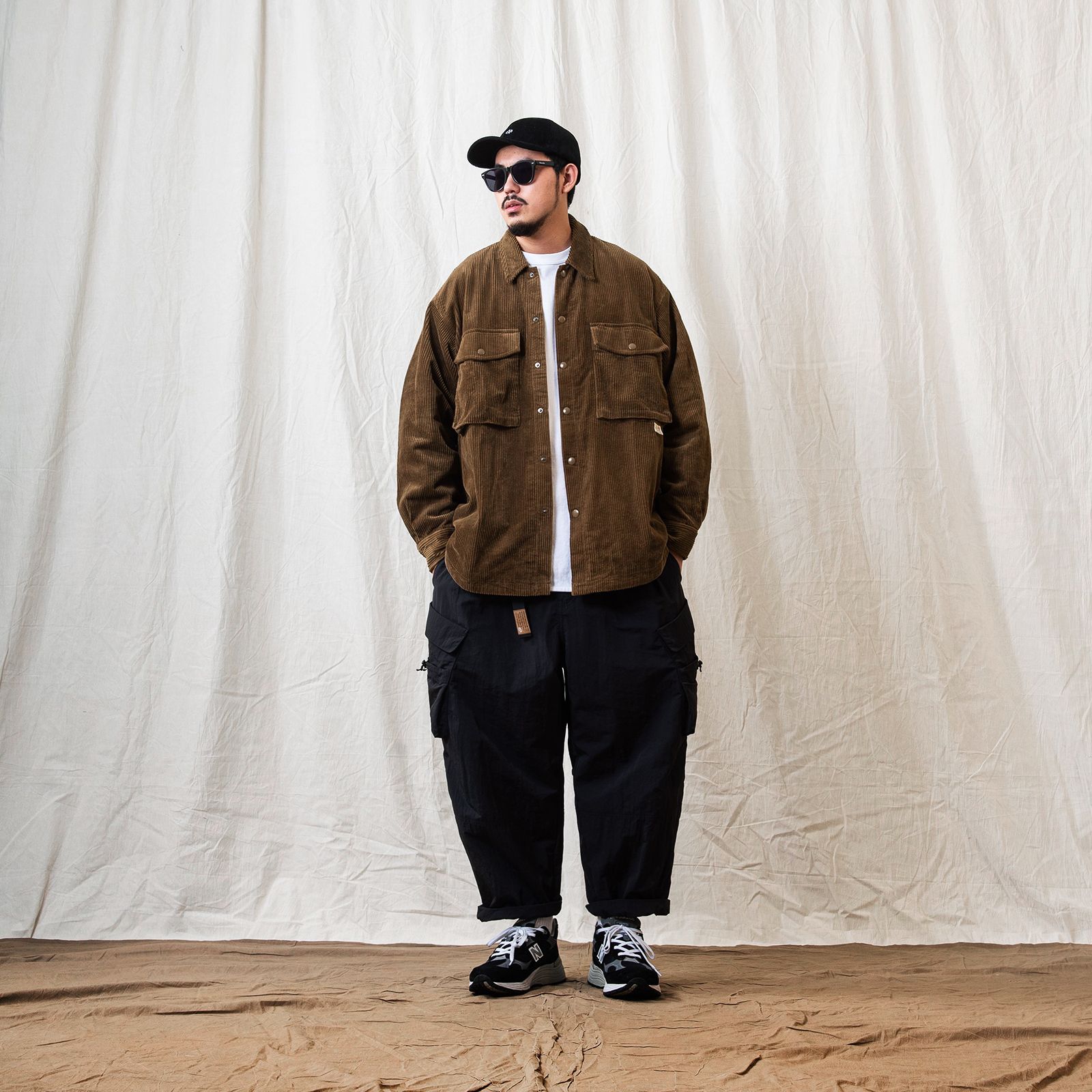 【ラスト1点 XL 】long sleeve corduroy jac-shirts / ダークブラウン