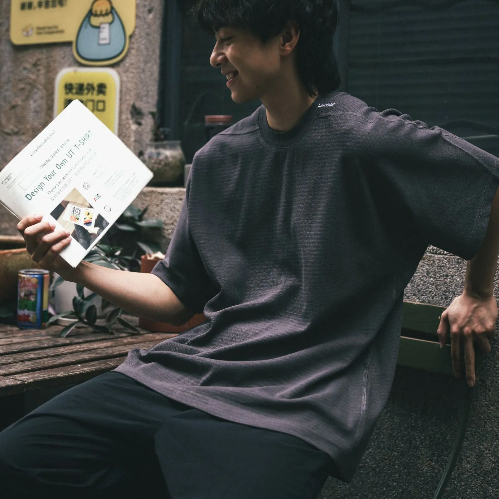 wide structural crewneck / グレー