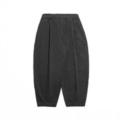 【ラスト1点 M】elasticated waist pleated tapered pants / グレー