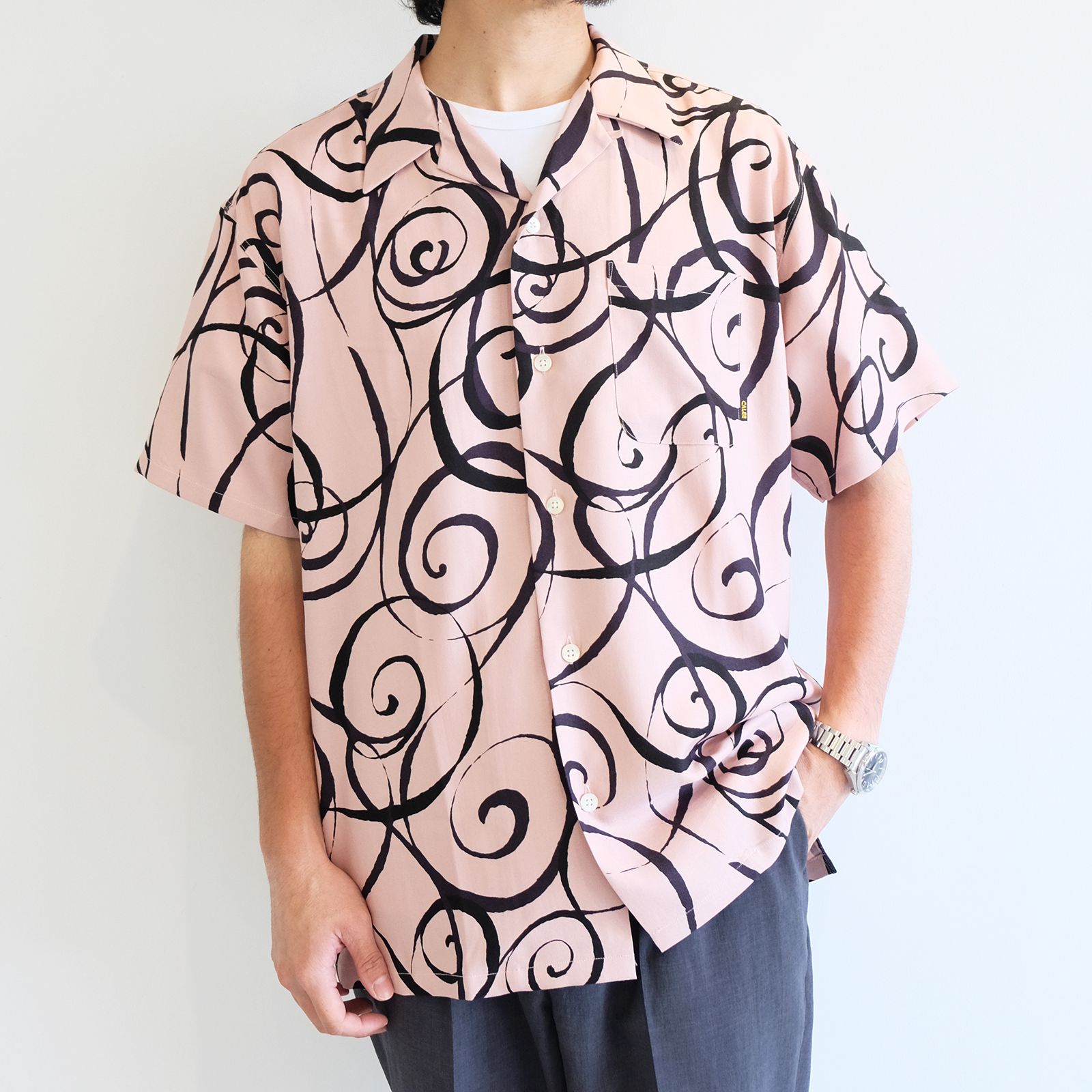 CALEE - [ラスト1点 L ] Original ribbon pattern amunzen cloth S/S