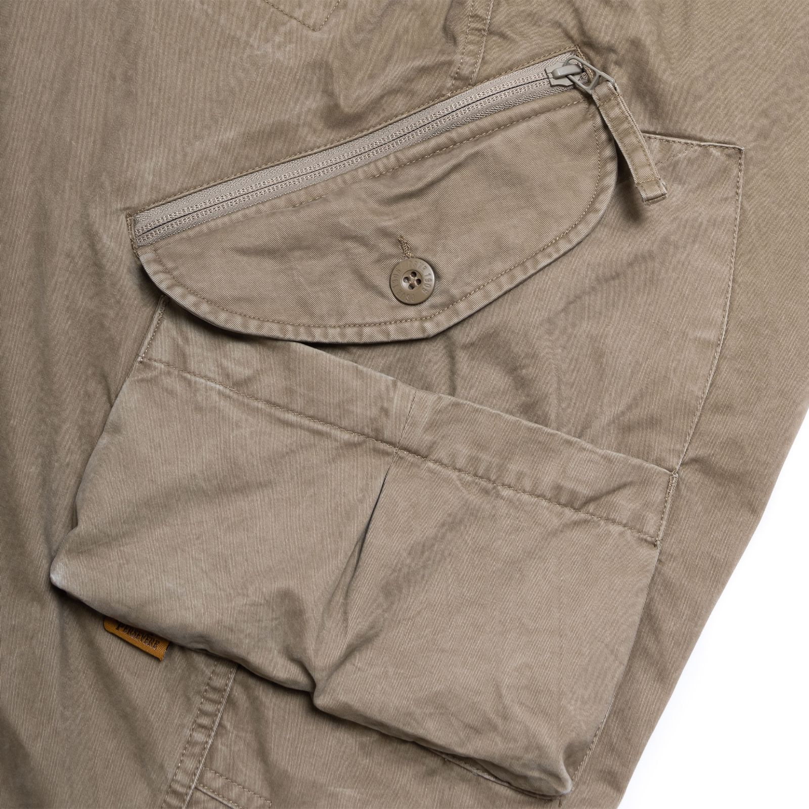 【ラスト1点 XL 】unique pocket design tapered pants / カーキ