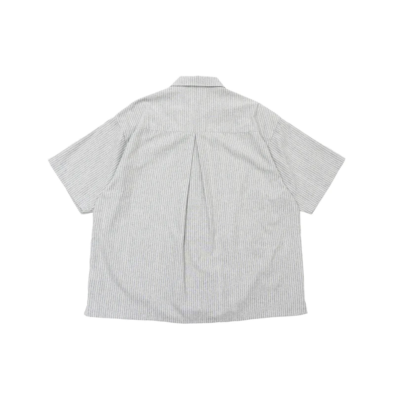 【ラスト1点 2 】Open Collar Stripe Shirt / グレーストライプ