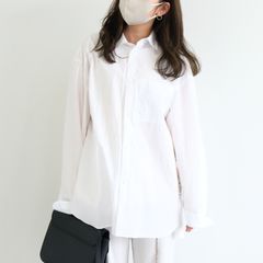 [ラスト1点 M ] コットンブロード ワイドシルエットシャツ / noel regular collar shirts / ホワイト