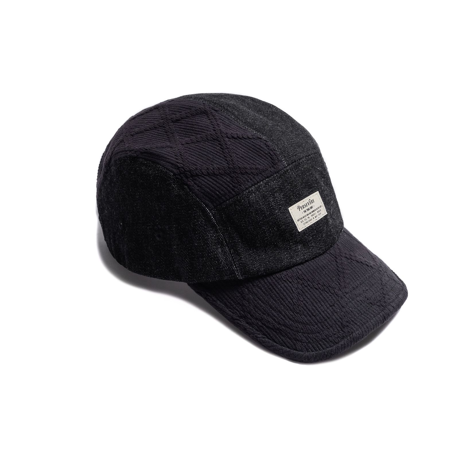 【ラスト1点】spliced 5-panel denim cap / ブラック