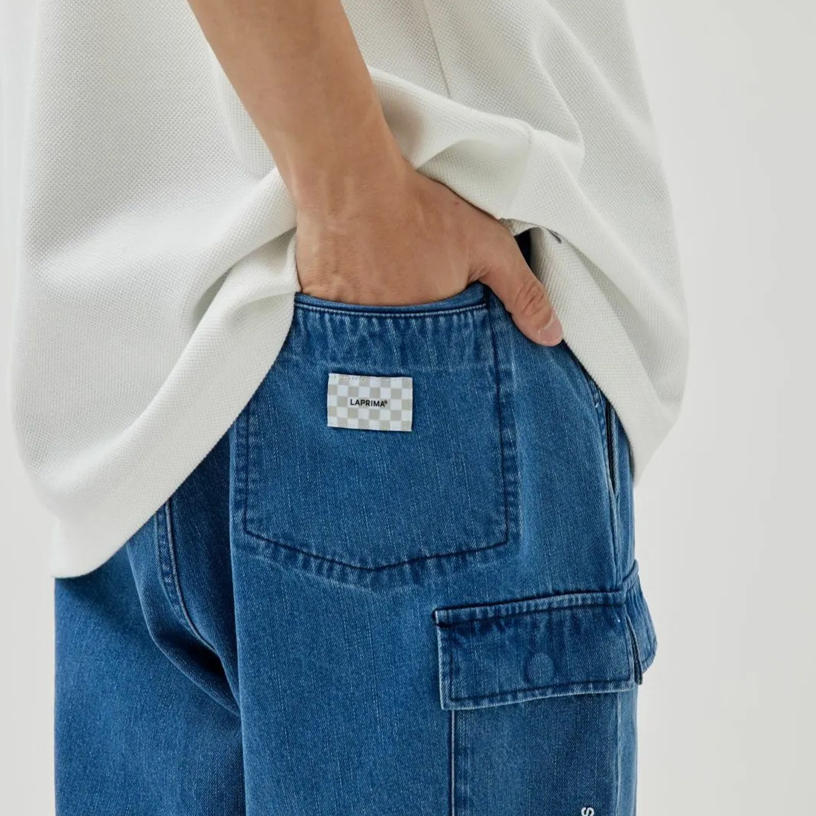 【ラスト1点 L 】urban indigo denim cargo / インディゴブリーチ
