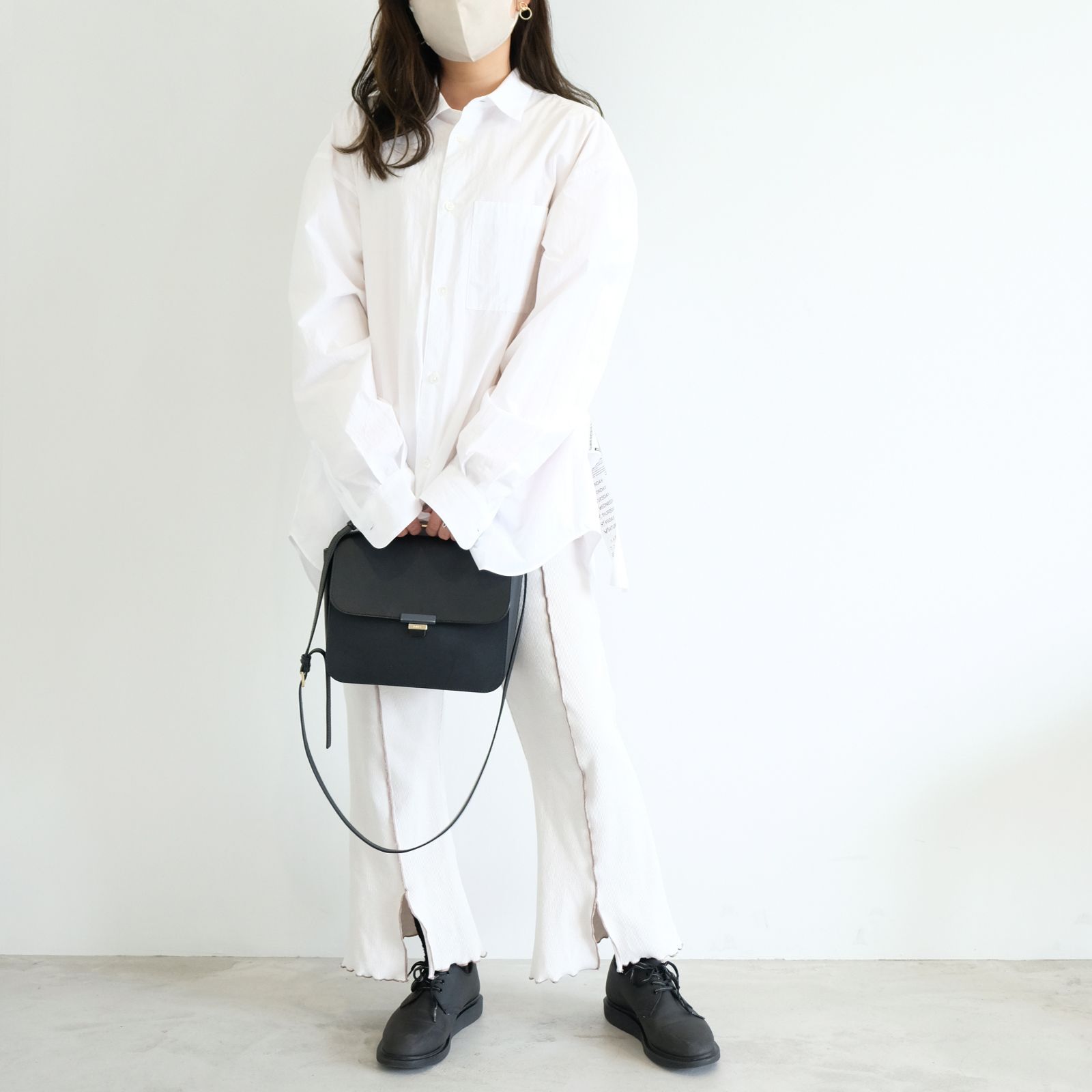 [ラスト1点 M ] コットンブロード ワイドシルエットシャツ / noel regular collar shirts / ホワイト