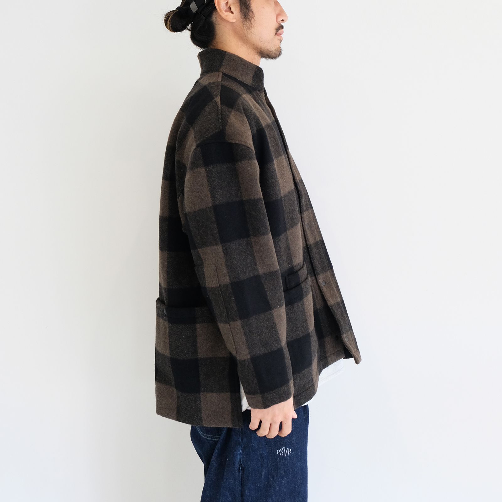[ラスト1点]【グッドネイバーズシャツ×YARD WORKS】jasper wool yard shirt jacket / カーキチェック