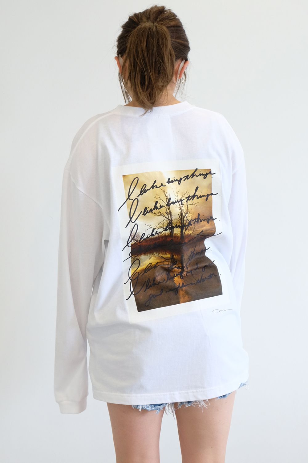 [ラスト1点 M ]【グッドネイバーズシャツ×酒井貴生】バックプリント ビックシルエットロングスリーブTシャツ / big silhouette L/S Tee / ホワイト