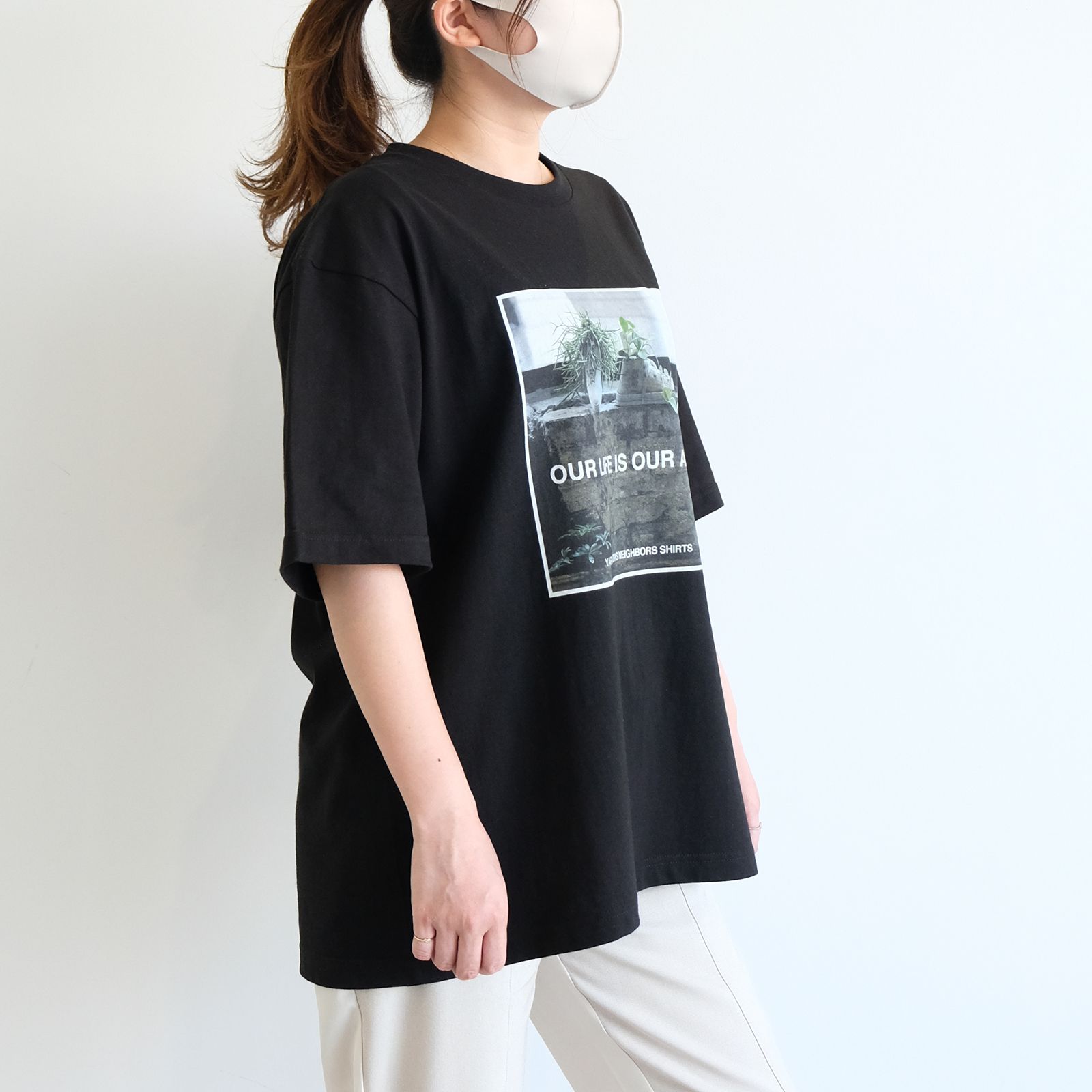 [ラスト1点 XL ] 【グッドネイバーズシャツ×YARD WORKS】フォトプリント ビックシルエットTシャツ / big silhouette Tee / ブラック