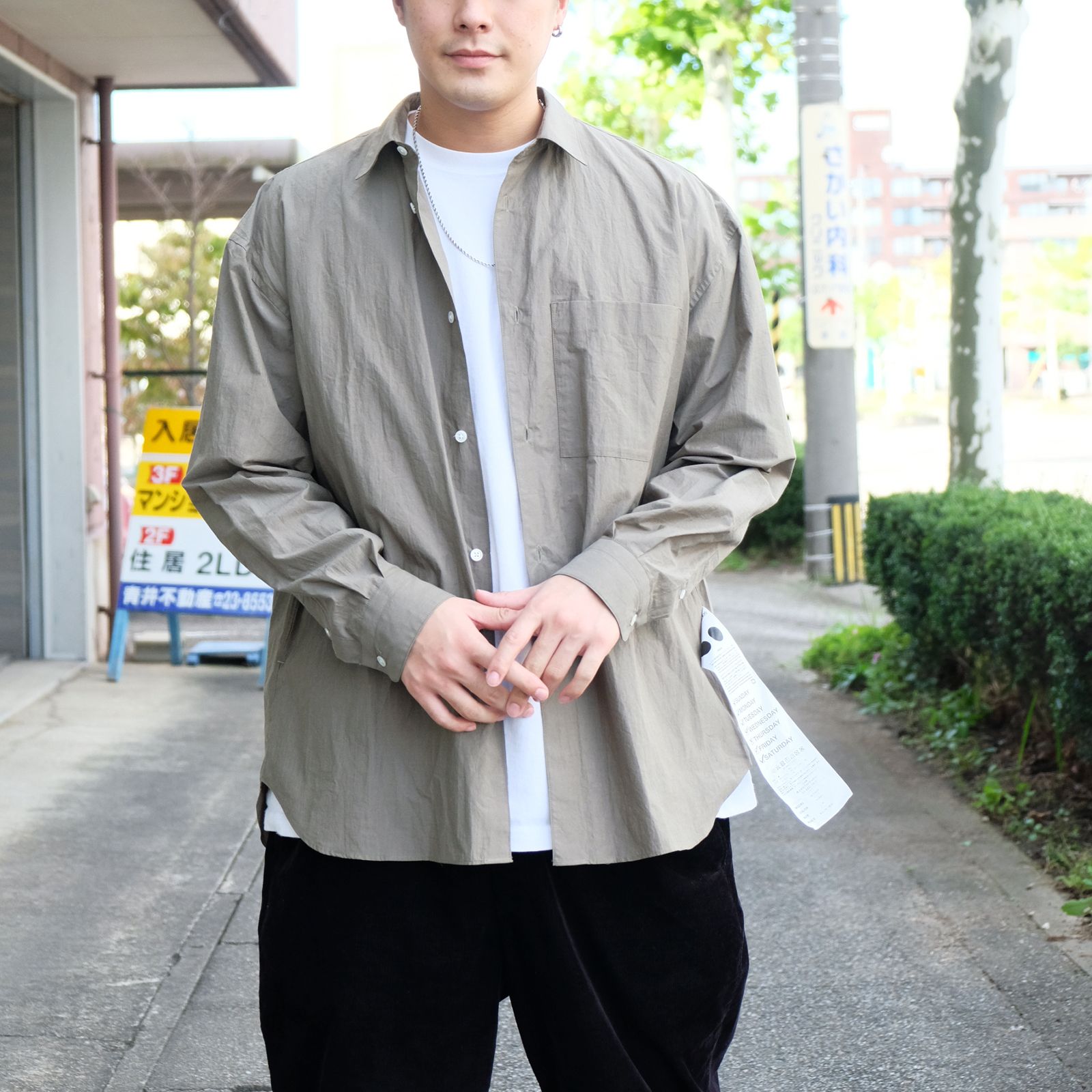 【ラスト1点 L】johnny regular collar shirts / カーキ