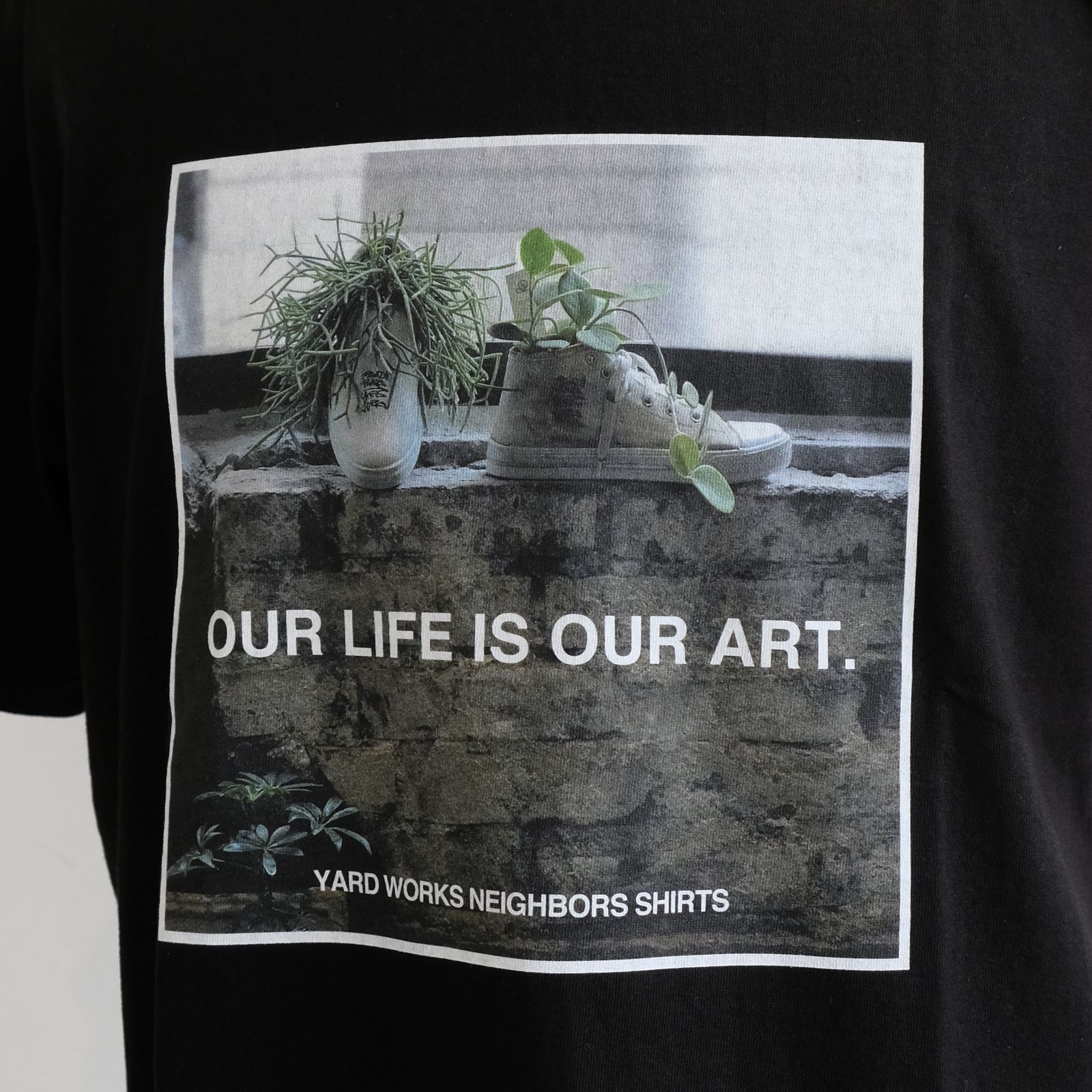 [ラスト1点 XL ] 【グッドネイバーズシャツ×YARD WORKS】フォトプリント ビックシルエットTシャツ / big silhouette Tee / ブラック