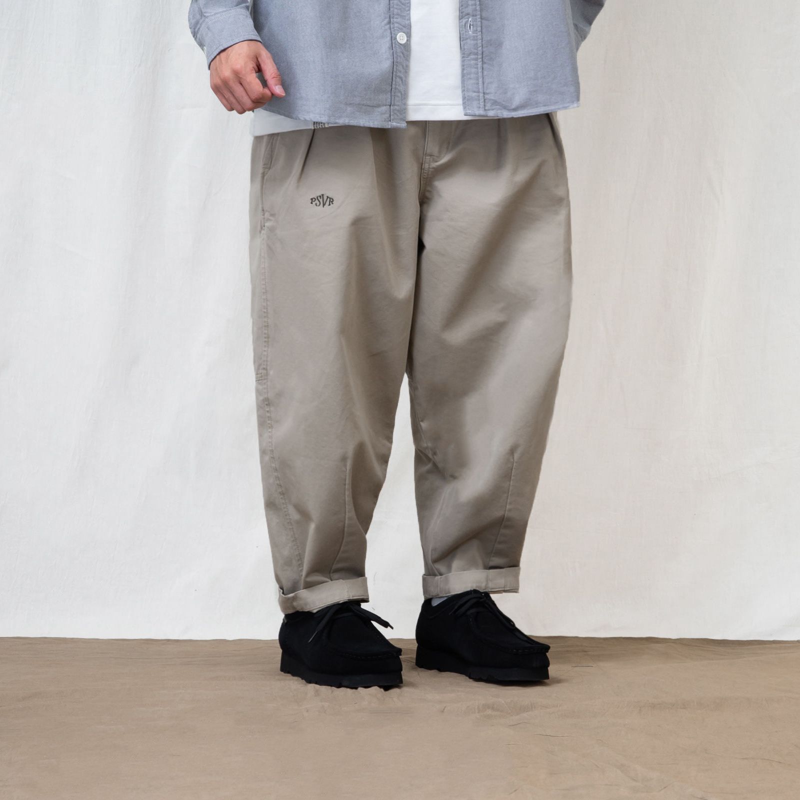 【ラスト1点 XL 】double pleated balloon tapered pants / ライトカーキ