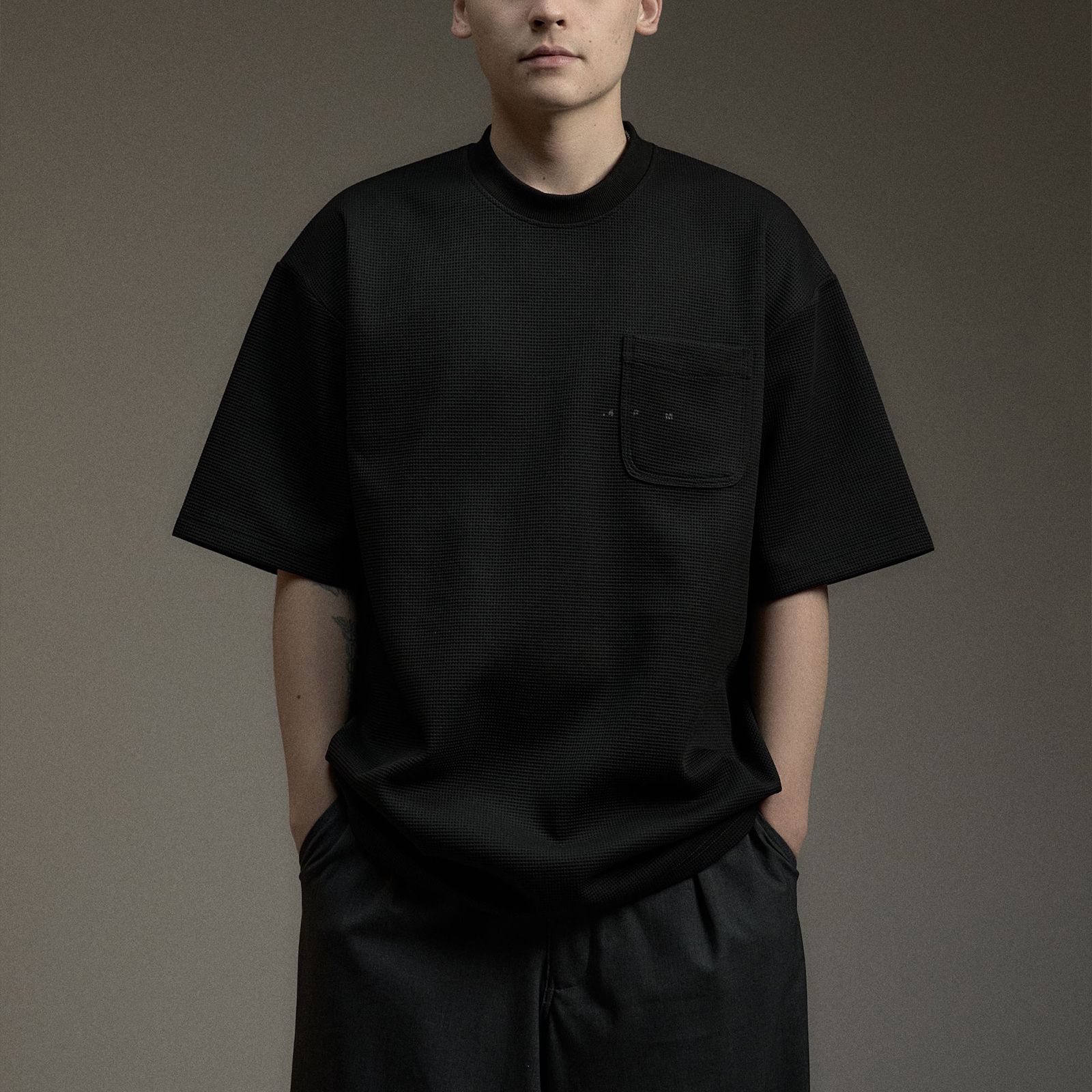 【ラスト1点 3 】Crew Neck Heavy Thermal Tee / ブラック