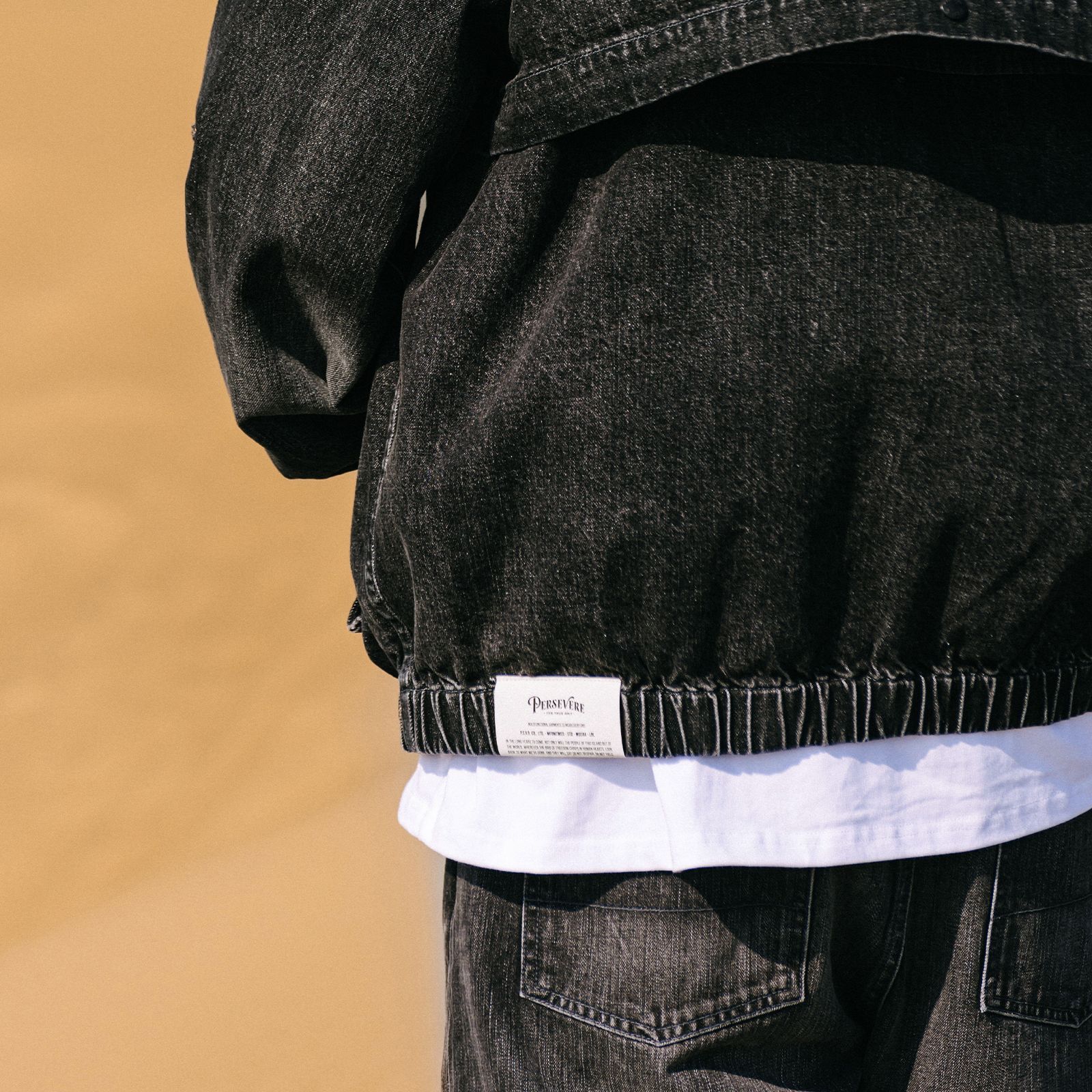 【ラスト1点 XL】distressed denim harrington jacket / ウォッシュドブラック