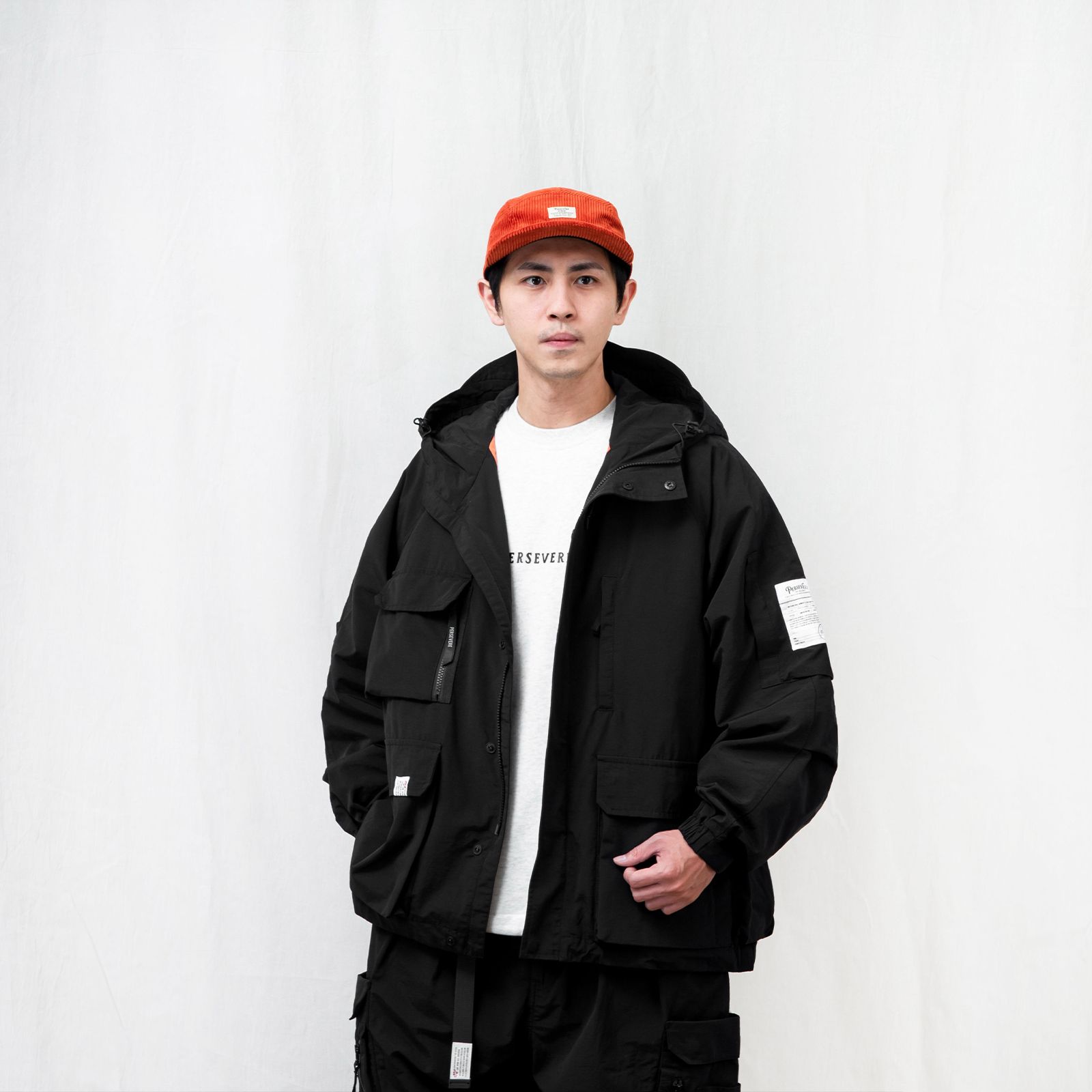 【ラスト1点 XL 】water-repellent multi-pocket utility jacket / ブラック