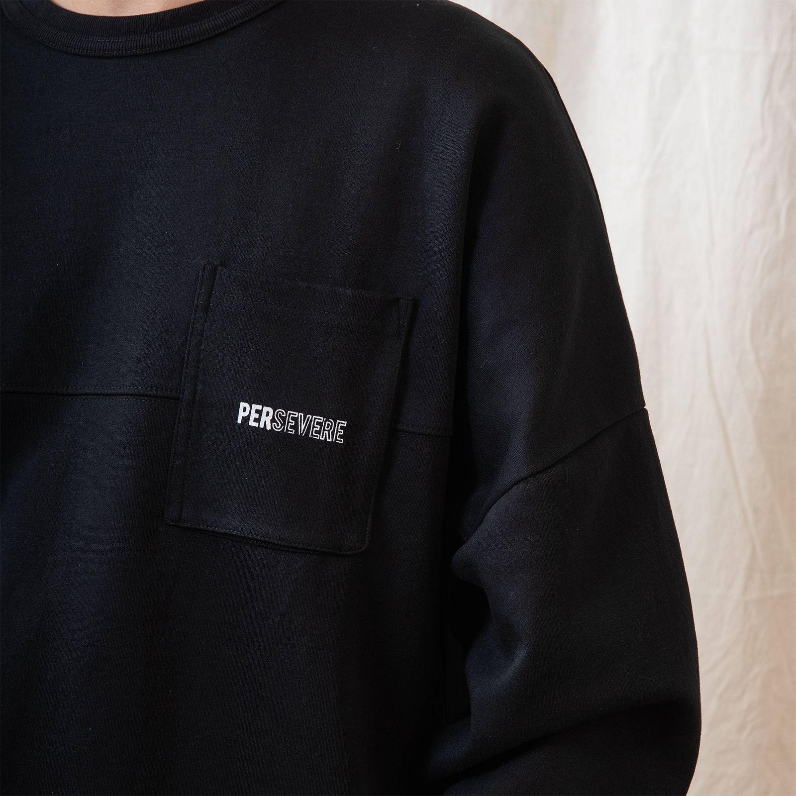 【ラスト1点 XL 】spliced L/S pocket t-shirt / ブラック
