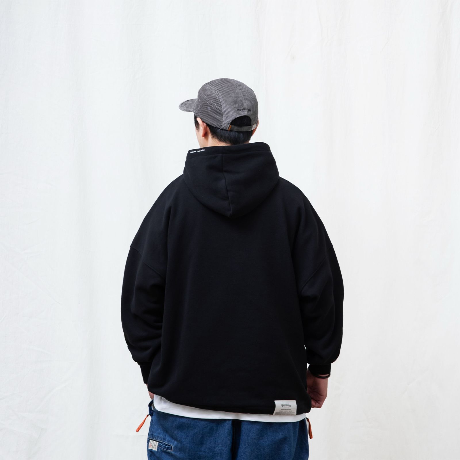 【ラスト1点 M 】brand logo classic washed hoodie / ブラック